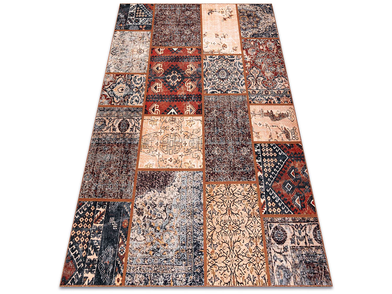 ANTICA ancient rust vloerkleed, modern patchwork, Grieks wasbaar - ter 160x220 cm