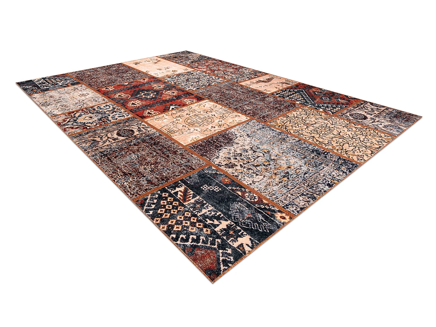 ANTICA ancient rust vloerkleed, modern patchwork, Grieks wasbaar - ter 160x220 cm