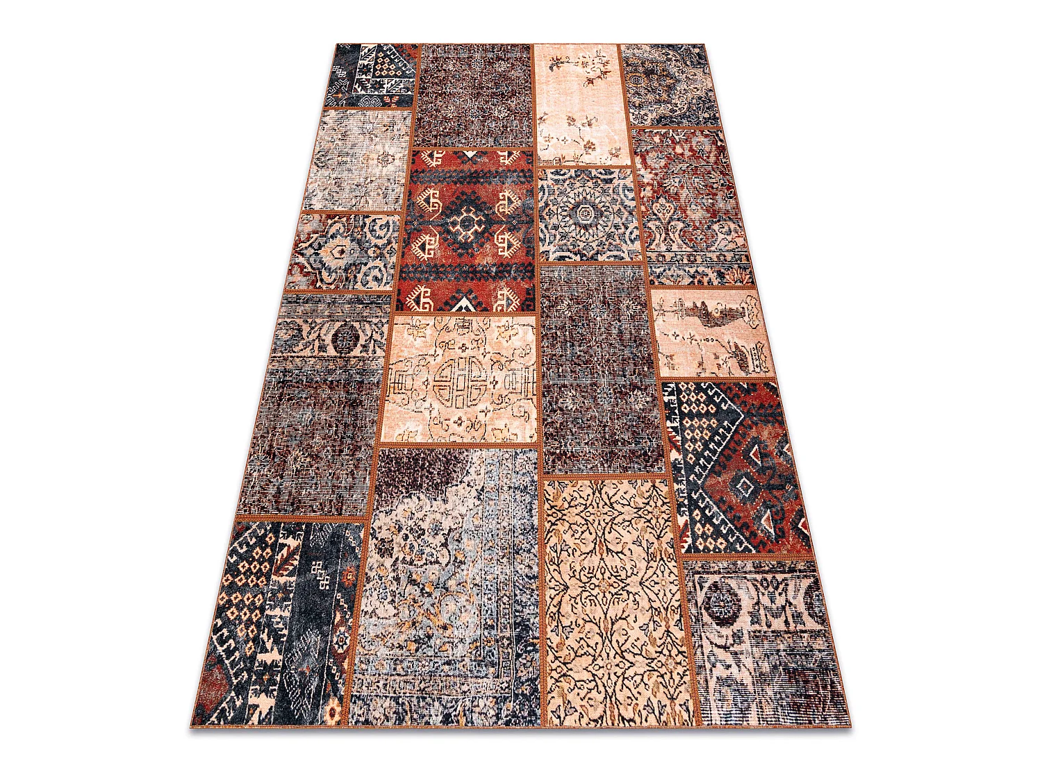 ANTICA ancient rust vloerkleed, modern patchwork, Grieks wasbaar - ter 160x220 cm