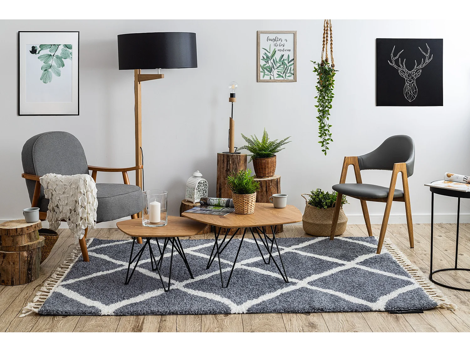 Tapijt BERBER CROSS B5950 grijskleuring / witrand , Barber , marokkaan 240x330 cm