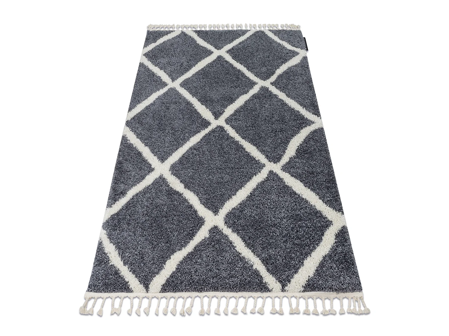 Tapis BERBER CROSS B5950 gris et blanc Franges berbère marocain shagg 240x330 cm