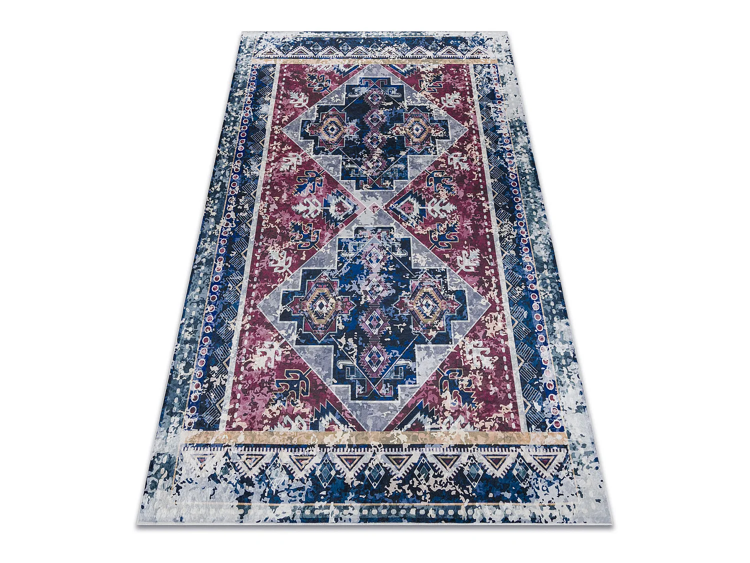 Tapis lavable ANDRE 1136 oriental vintage antidérapant - bordeaux / b 160x220 cm
