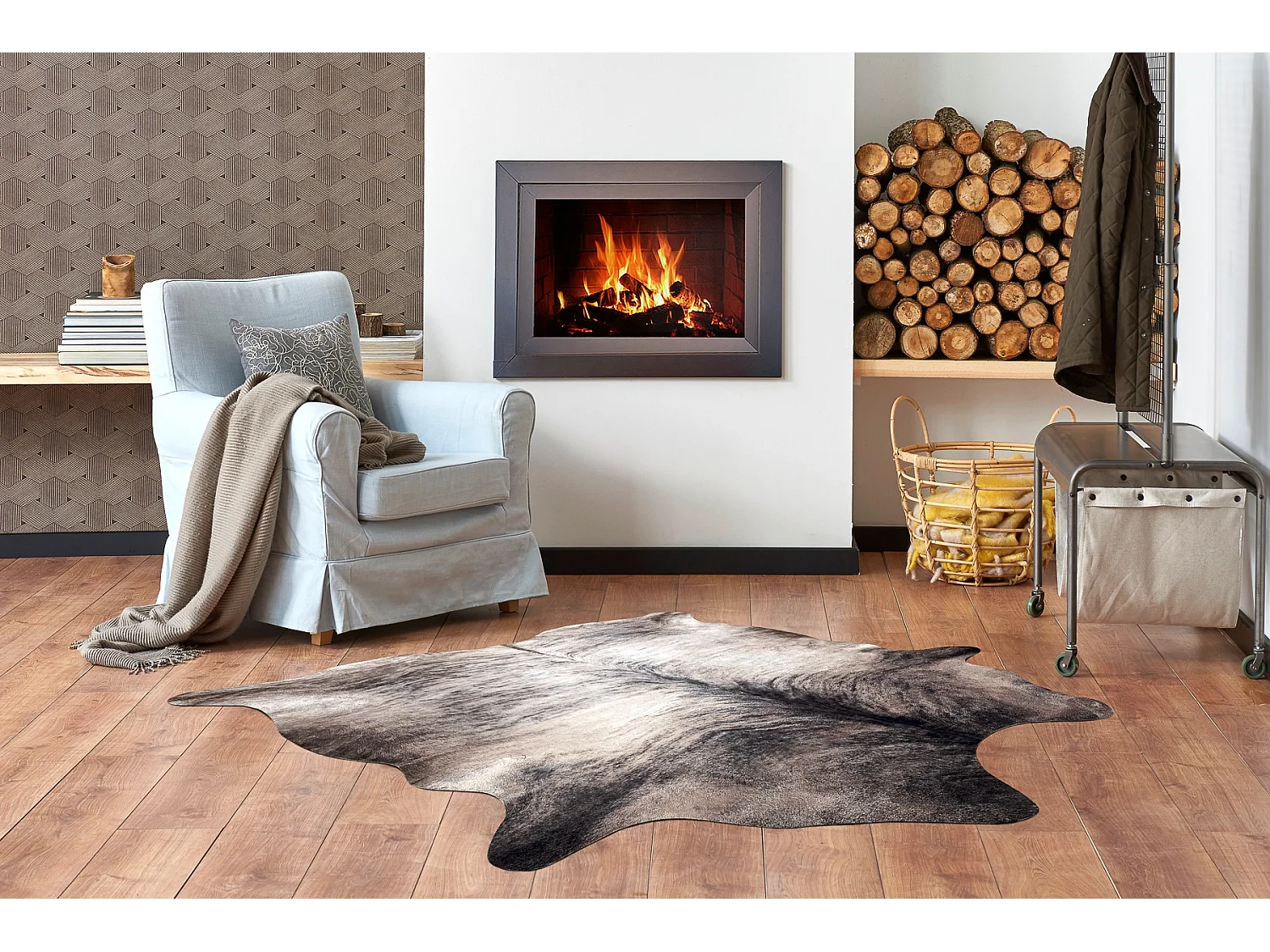 Tapis Imitation Peau de vache, Vache G5067-4, Peau gris 180x220 cm