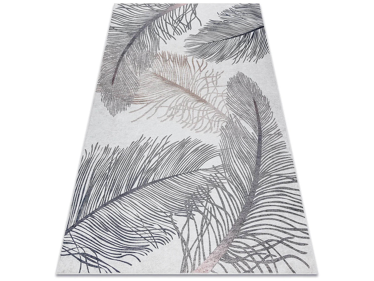 ANDRE 1147 tapijt wasbaar veren, vintage antislip - beige 160x220 cm