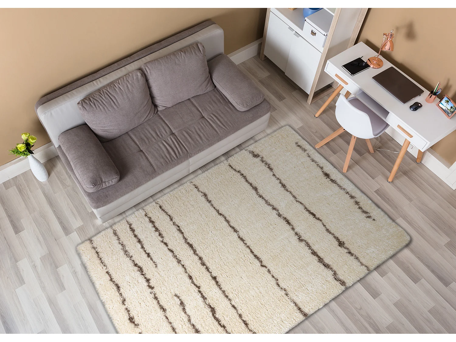 Tapijt FLUFFY 2371 shaggy riemen room / beige 160x220 cm