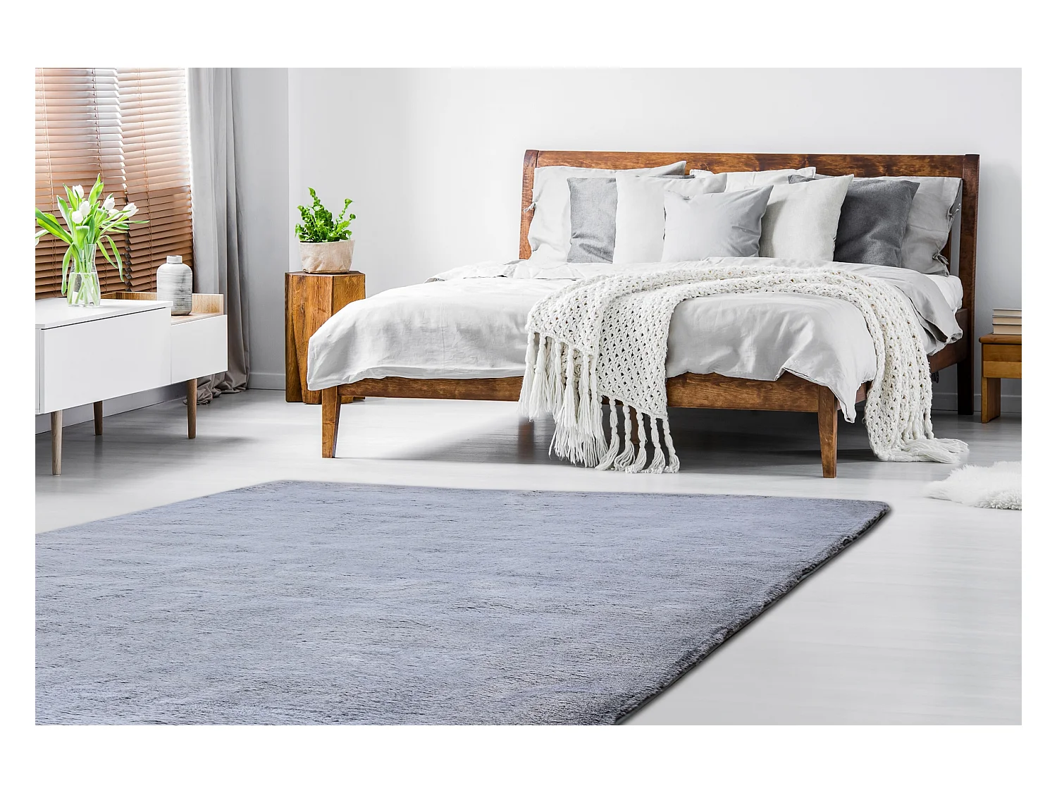 Tapijt LAPIN Shaggy zwart / ivoor, anti slip , Wasbaar , 120x160 cm