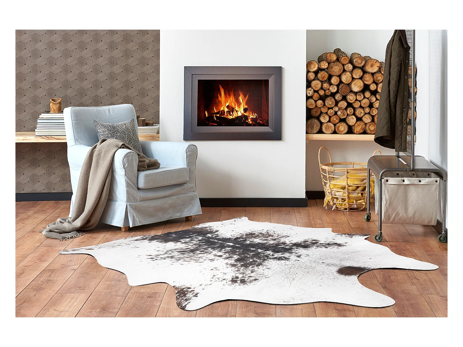 Tapis Imitation Peau de vache, Vache G5074-1, cuir marron 180x220 cm