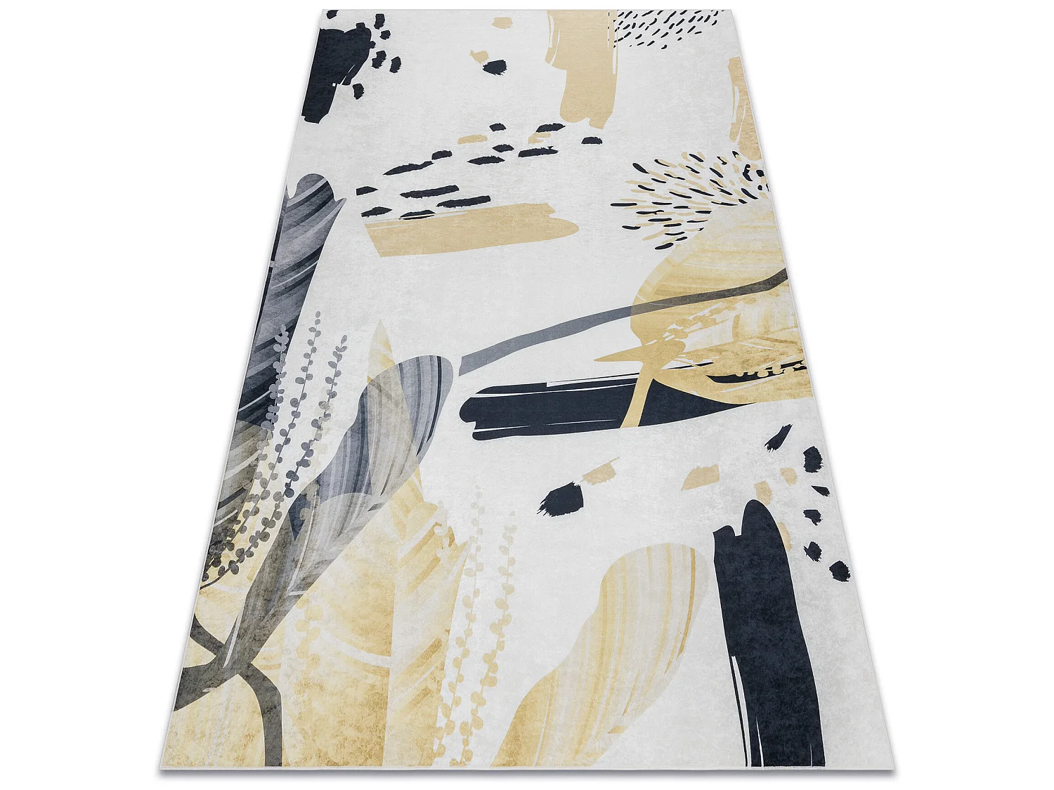 ANDRE 1220 tapijt wasbaar Abstractie antislip - wit / geel 160x220 cm