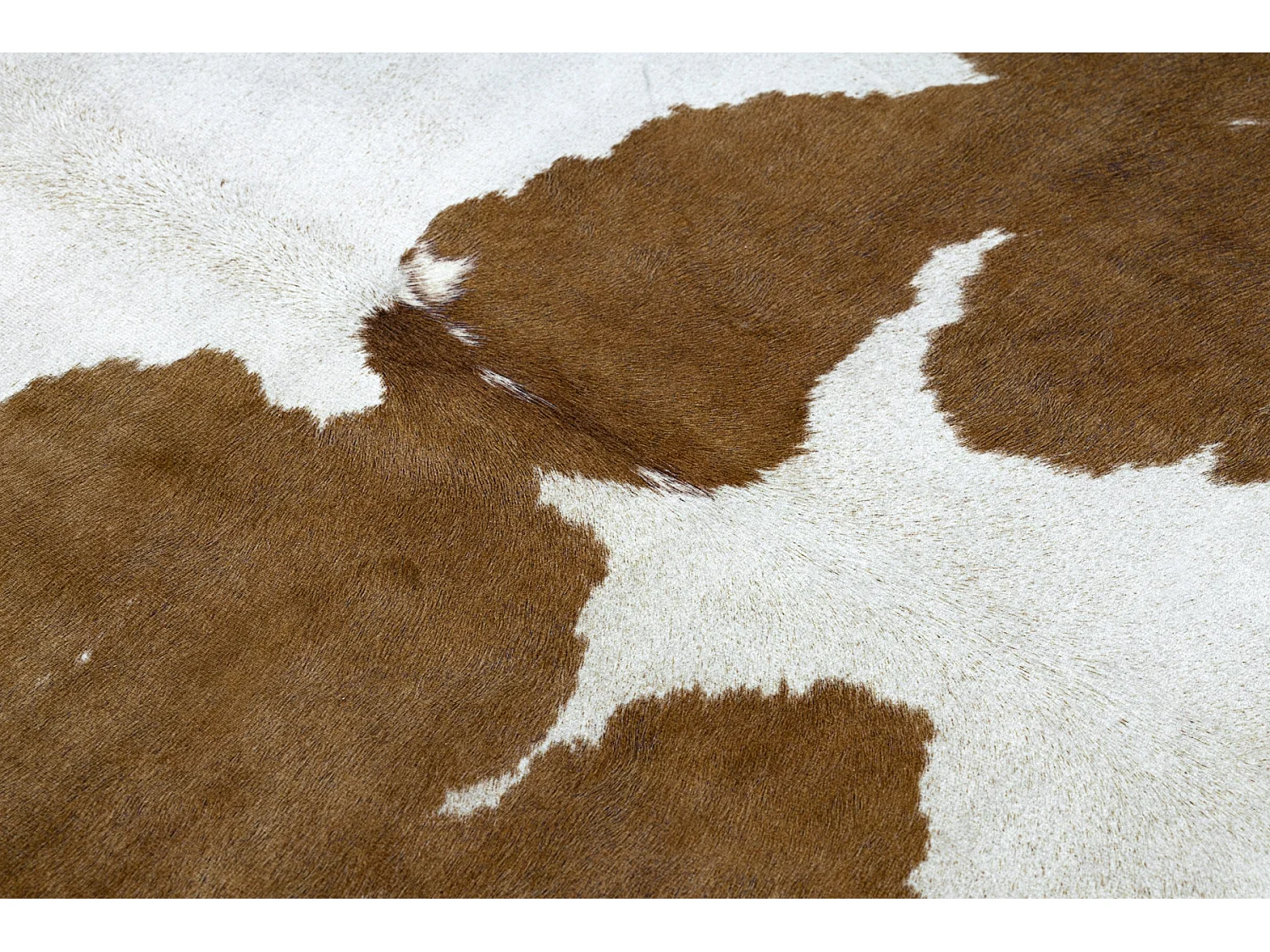 Alfombra Cuero de vaca artificial, Vaca G5069-2 blanco Cuero marrón 100x150 cm