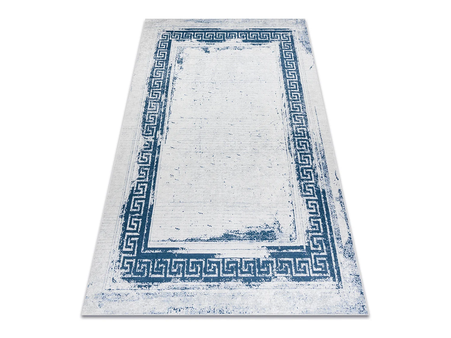 Tapis lavable ANDRE 1213 Grec vintage antidérapant - blanc / bleu 160x220 cm
