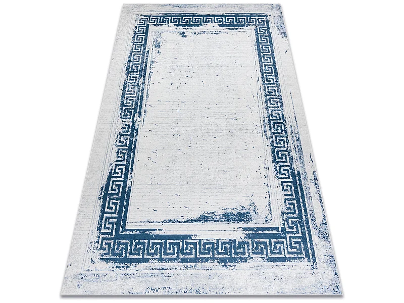 Tapis lavable ANDRE 1213 Grec vintage antidérapant - blanc / bleu 160x220 cm