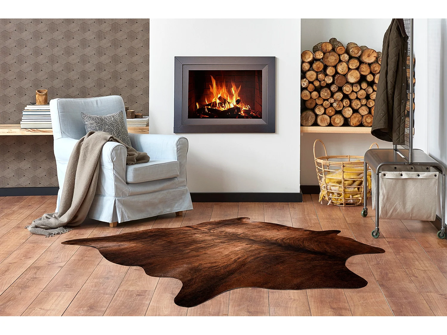 Tappeto Imitazione pelle di bovino, Mucca G5067-3 Pelle Marrone 100x150 cm