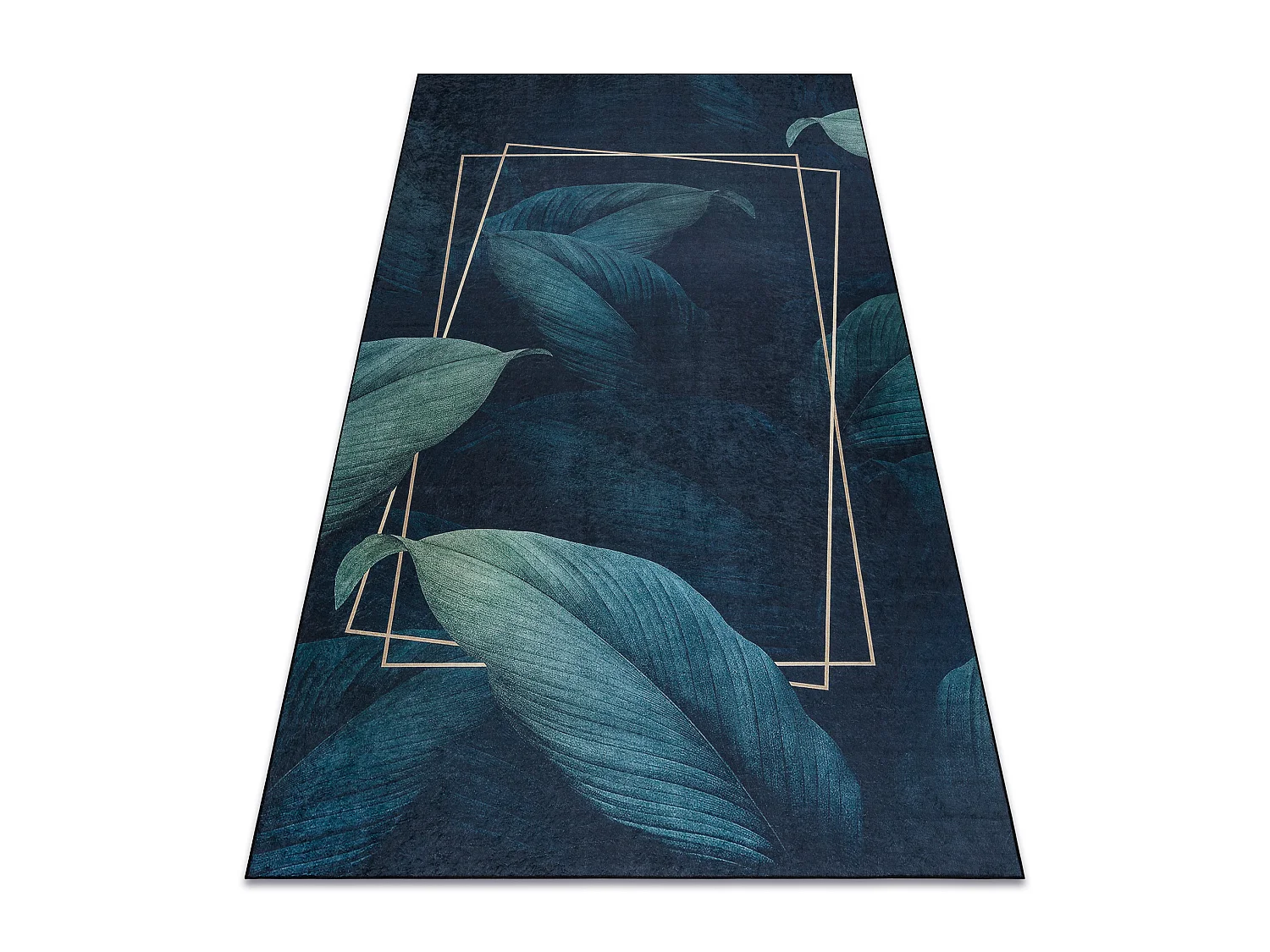 Tapis lavable ANDRE 1170 Feuilles, géométrique antidérapant - bleu 160x220 cm