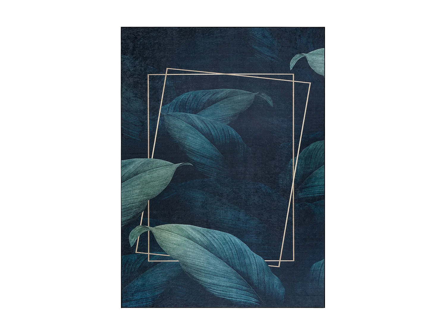 Tapis lavable ANDRE 1170 Feuilles, géométrique antidérapant - bleu 160x220 cm