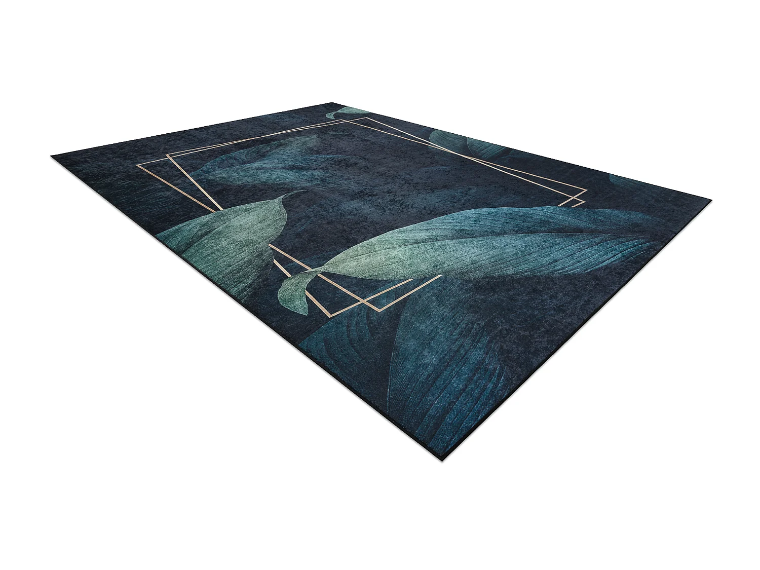 Tapis lavable ANDRE 1170 Feuilles, géométrique antidérapant - bleu 160x220 cm