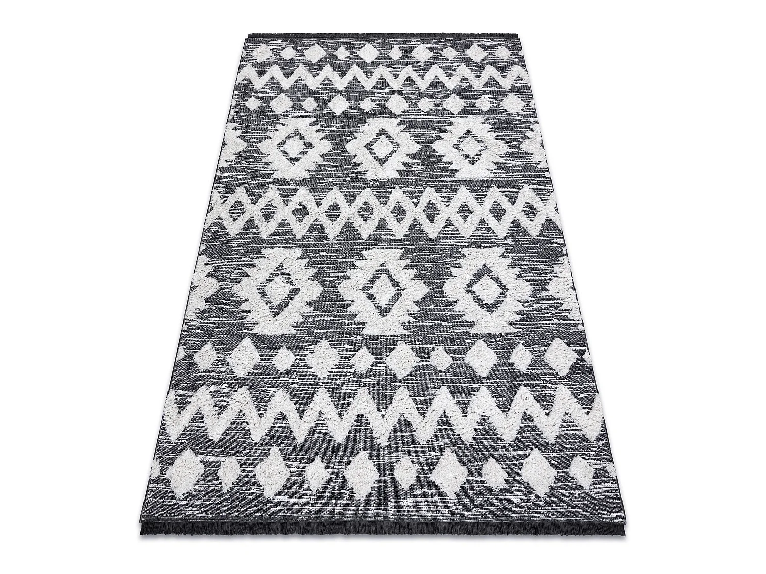 Tapis ECO SIZAL BOHO MOROC Etno Zigzag 22319 franges - deux niveaux de 136x190 cm