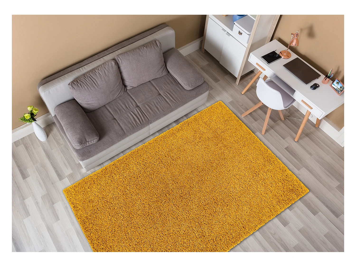 Tapijt SOFFI shaggy 5cm goud 160x220 cm