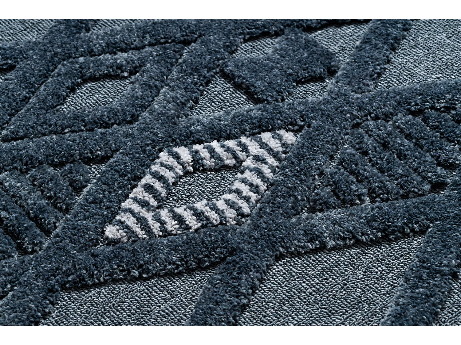 Tapis SEVILLA Y499B treillis, diamants bleu Franges berbère marocain  160x220 cm