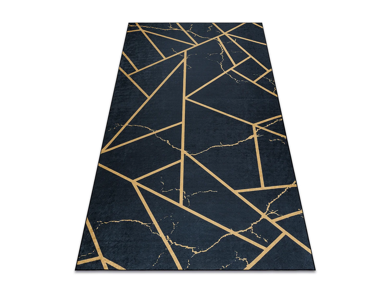 ANDRE 1222 tapijt wasbaar marmer, geometrisch antislip - zwart 160x220 cm
