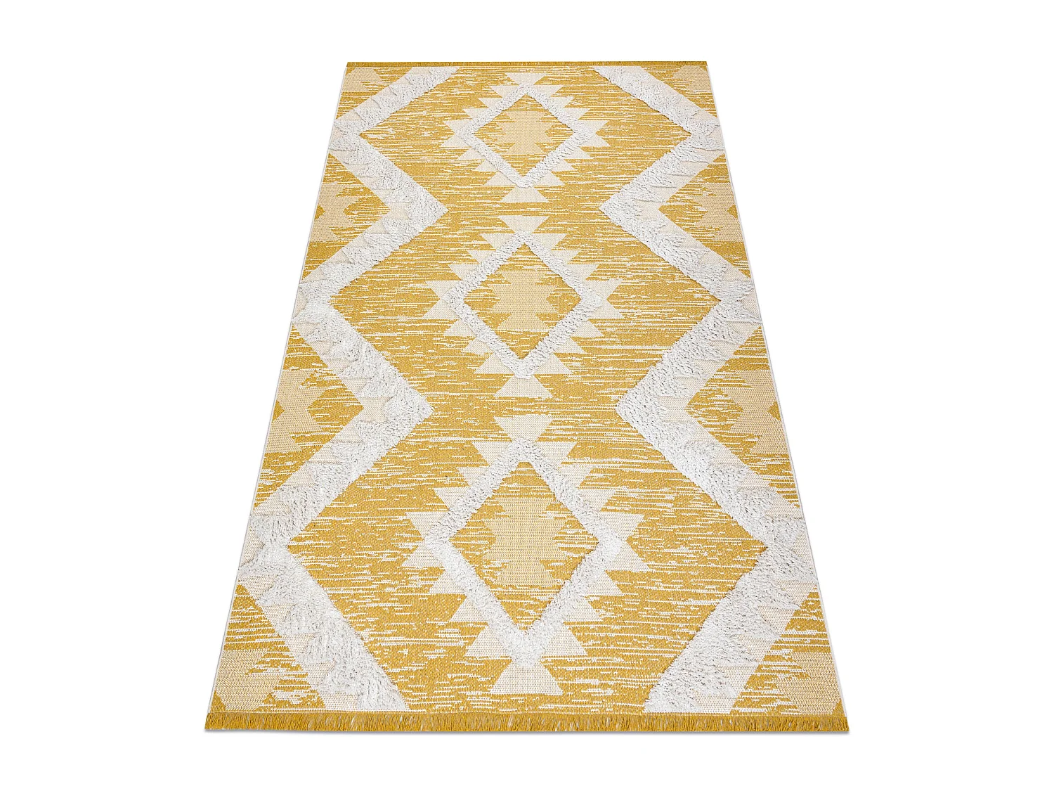 Tapis ECO SIZAL BOHO MOROC Diamants 22312 franges  - deux niveaux de m 117x170 cm