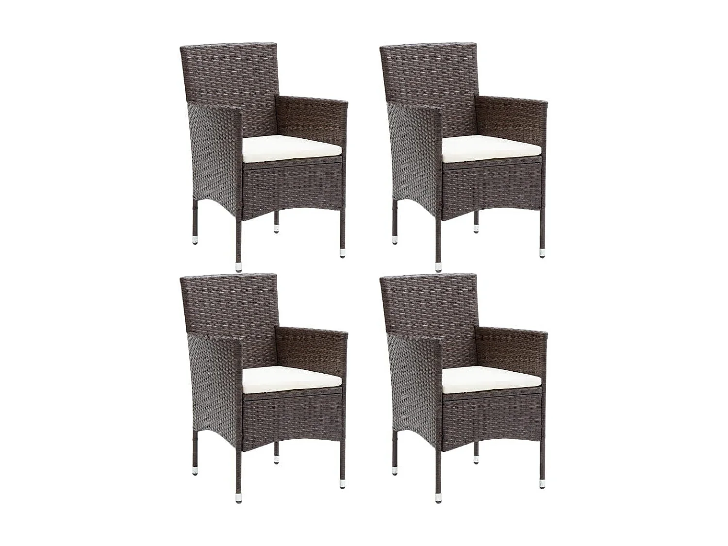 Meubles à dîner de jardin et coussins 5 pcs Poly rotin Marron 3