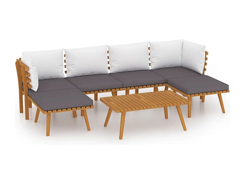 Salon de jardin 7 pcs avec coussins Bois d'acacia solide 5