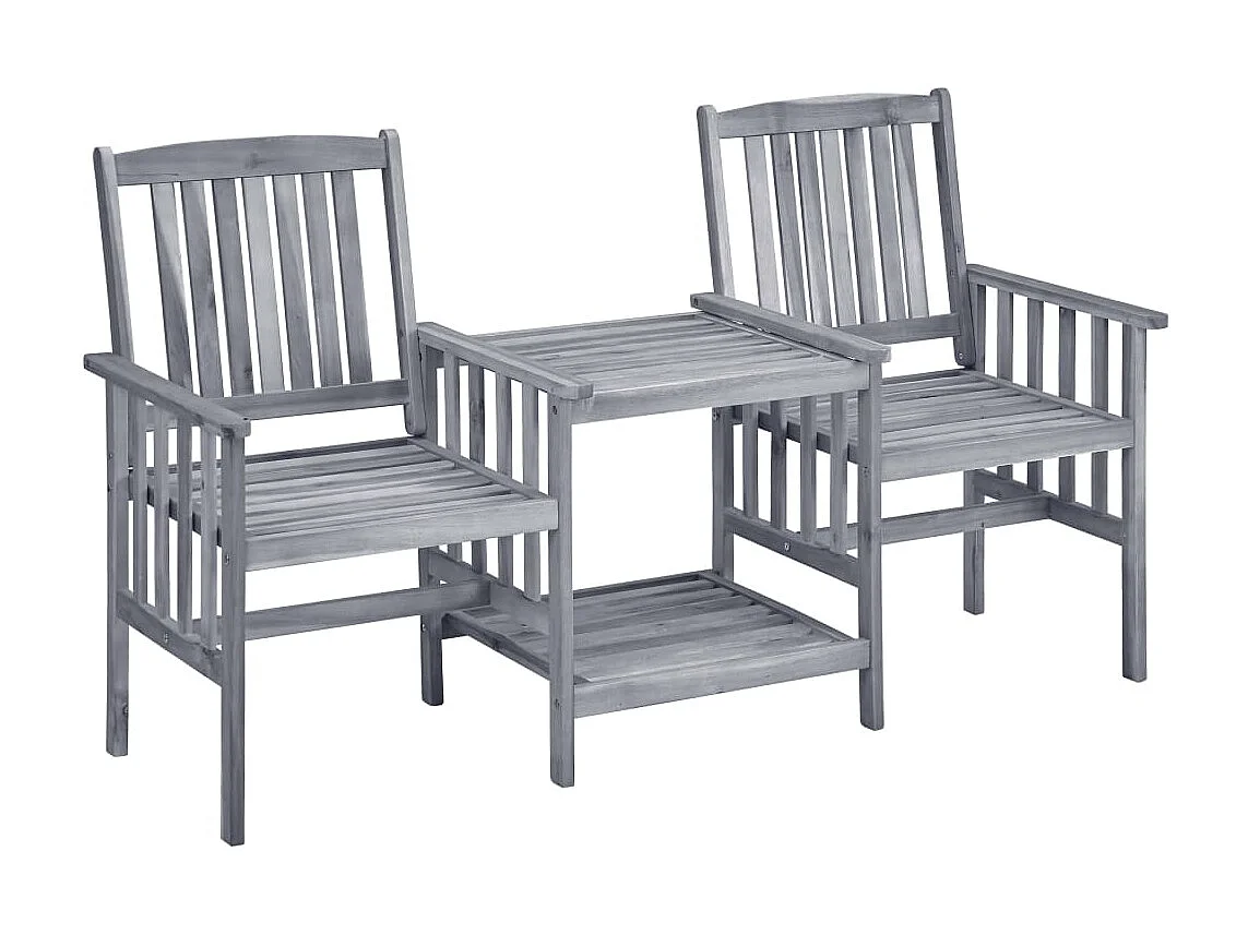 Chaises de jardin avec table à thé et coussins Acacia solide 36