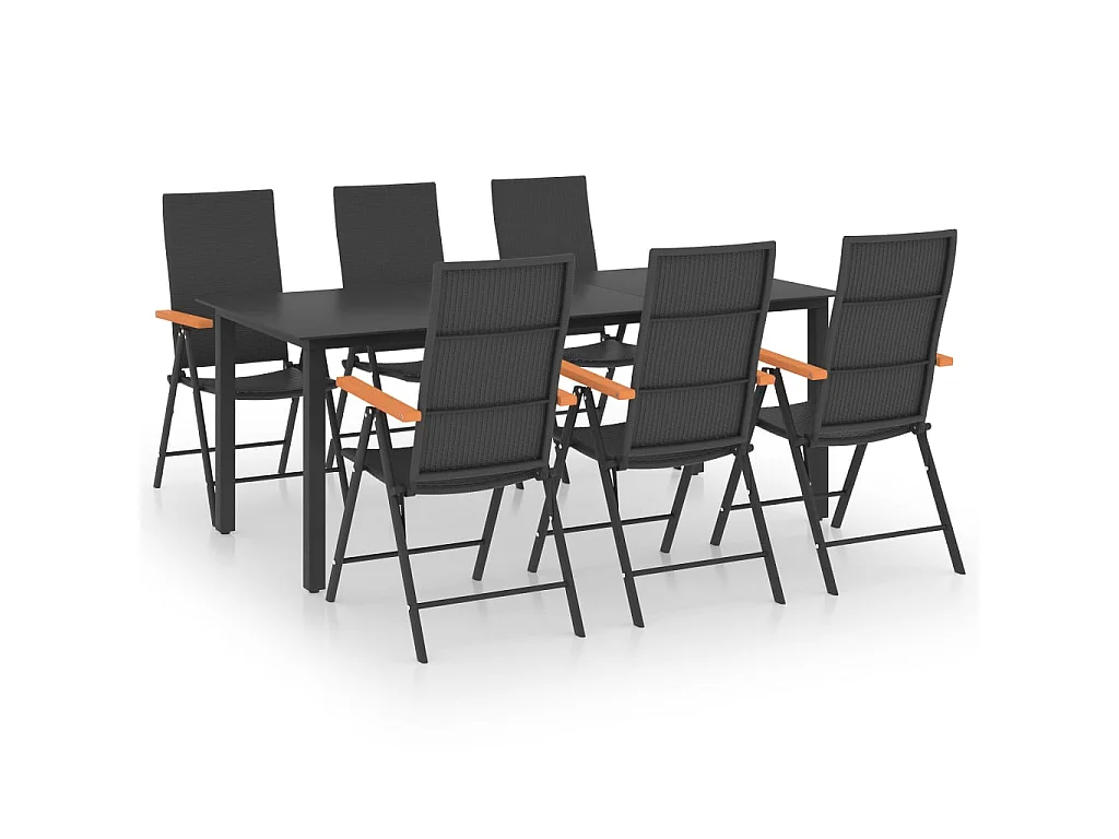 Ensemble de salle à manger de jardin 7 pcs Noir et marron 5