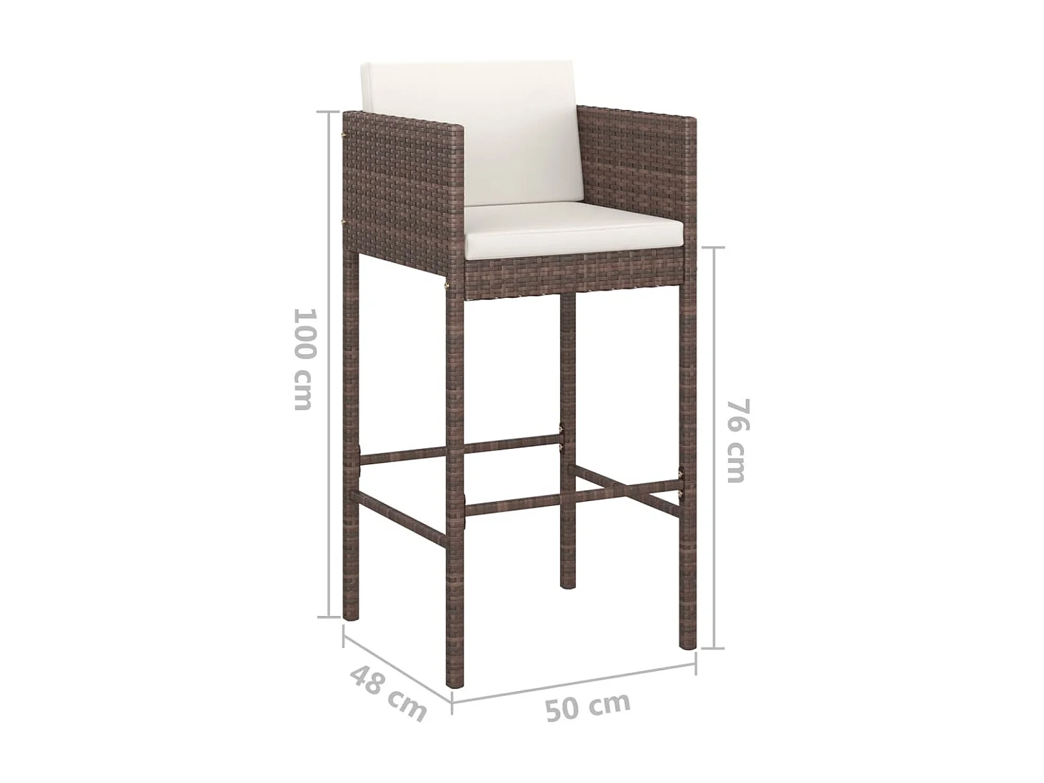 Meubles de bar de jardin 5pcs et coussins Résine tressée Marron