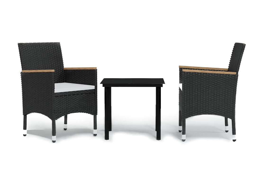 Mobilier de salle à manger d'extérieur avec coussins 3 pcs Noir