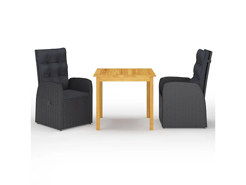 Ensemble de salle à manger de jardin 3 pcs Noir 40