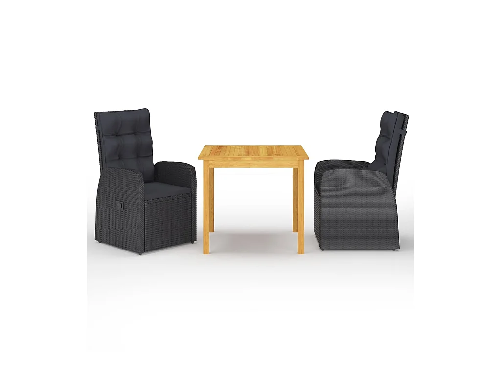 Ensemble de salle à manger de jardin 3 pcs Noir 40