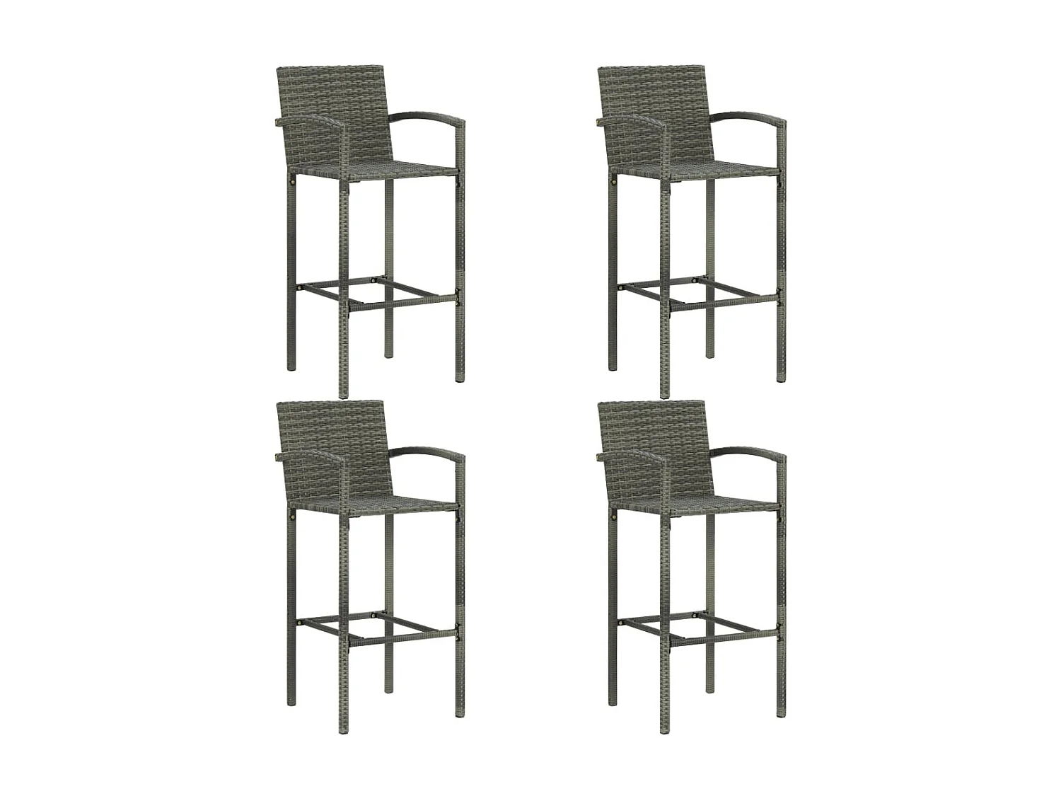 Jeu de bar de jardin 5 pcs avec accoudoirs Résine tressée Gris 2