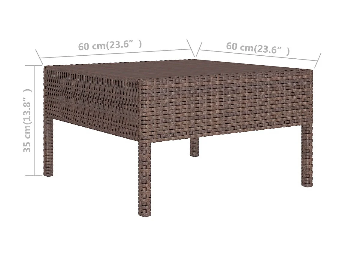 Salon de jardin 2 pcs avec coussins Résine tressée Marron 5