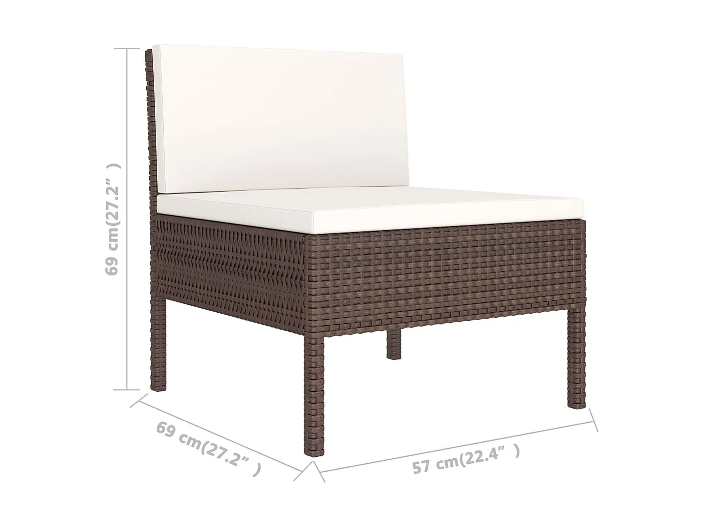 Salon de jardin 2 pcs avec coussins Résine tressée Marron 5