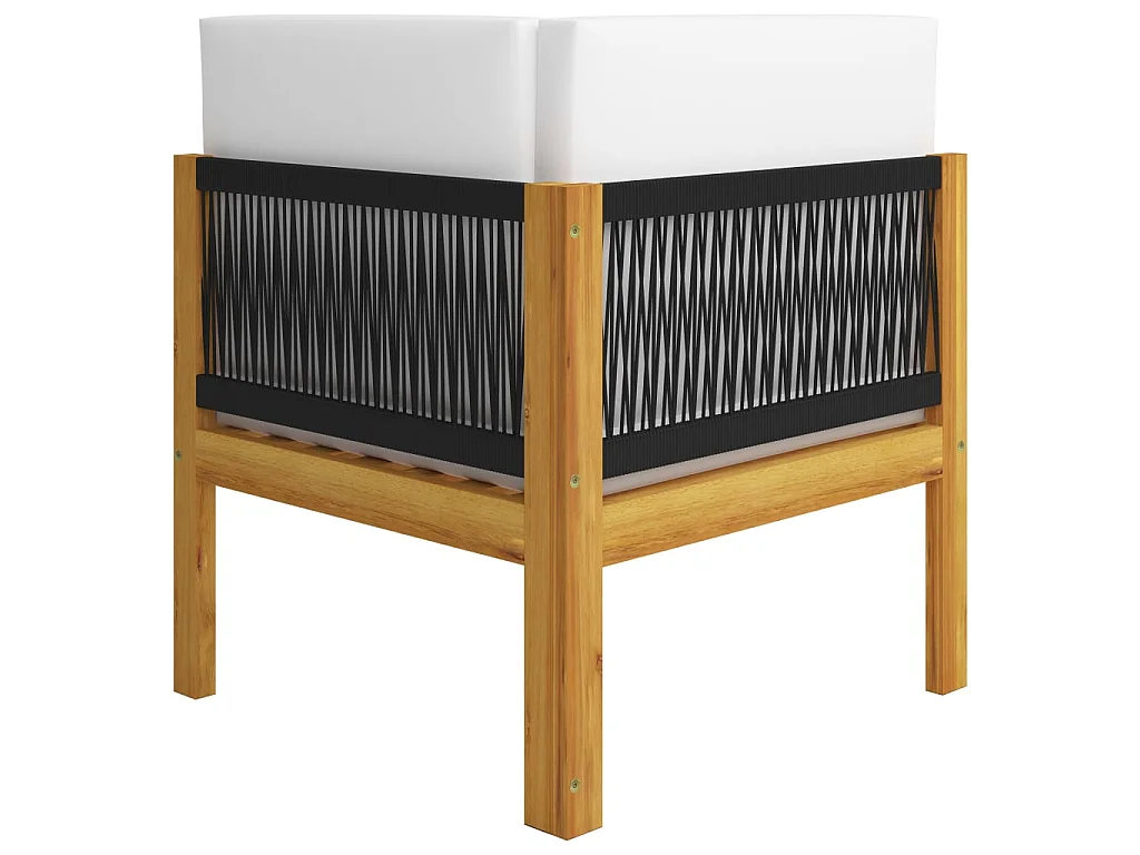 Salon de jardin 7 pcs avec coussins Crème Bois d'acacia solide 3