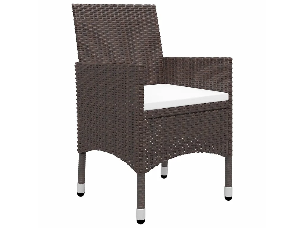 Ensemble de bistro 3 pcs Résine tressée et verre trempé Marron 2