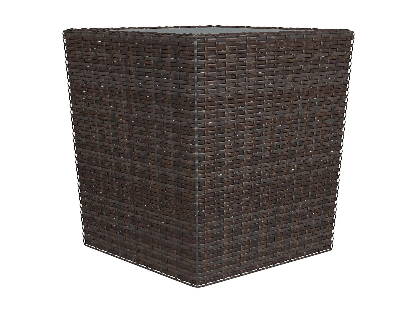 Ensemble de bistro 3 pcs Résine tressée et verre trempé Marron 2