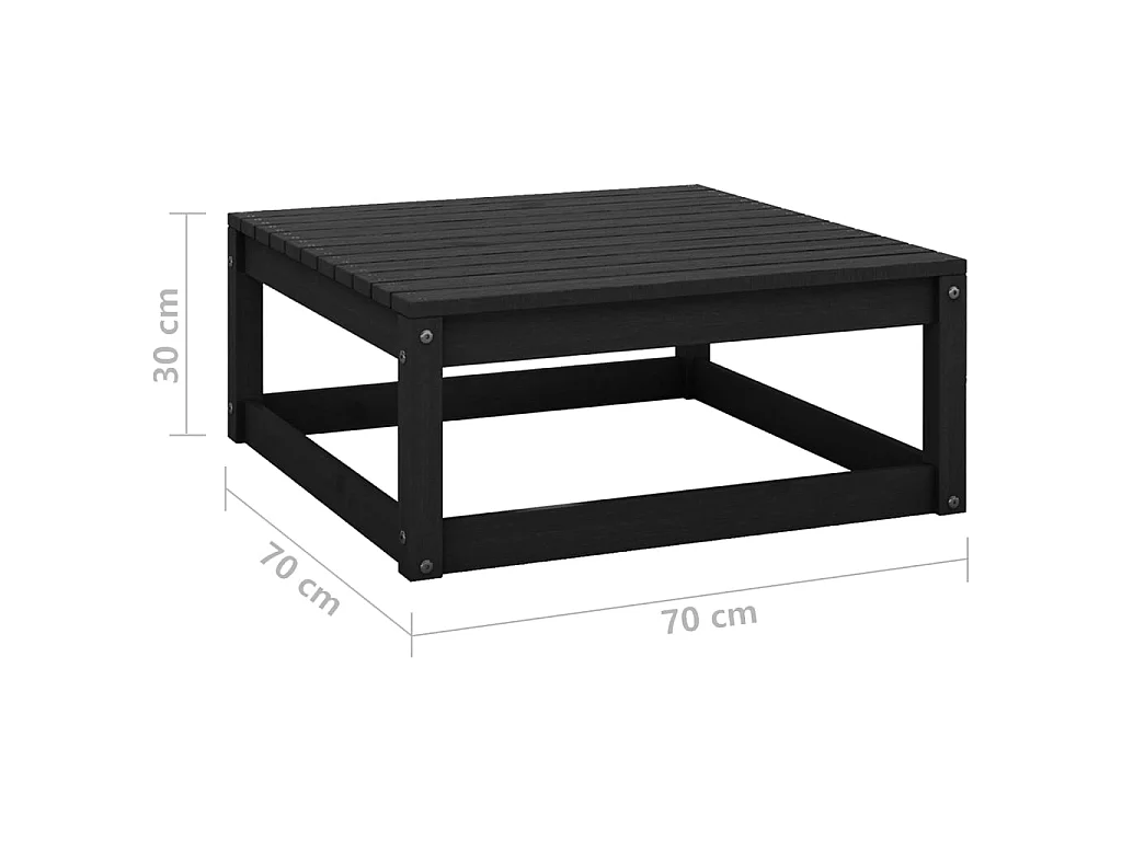 Salon de jardin 9 pcs Noir Bois de pin massif 3