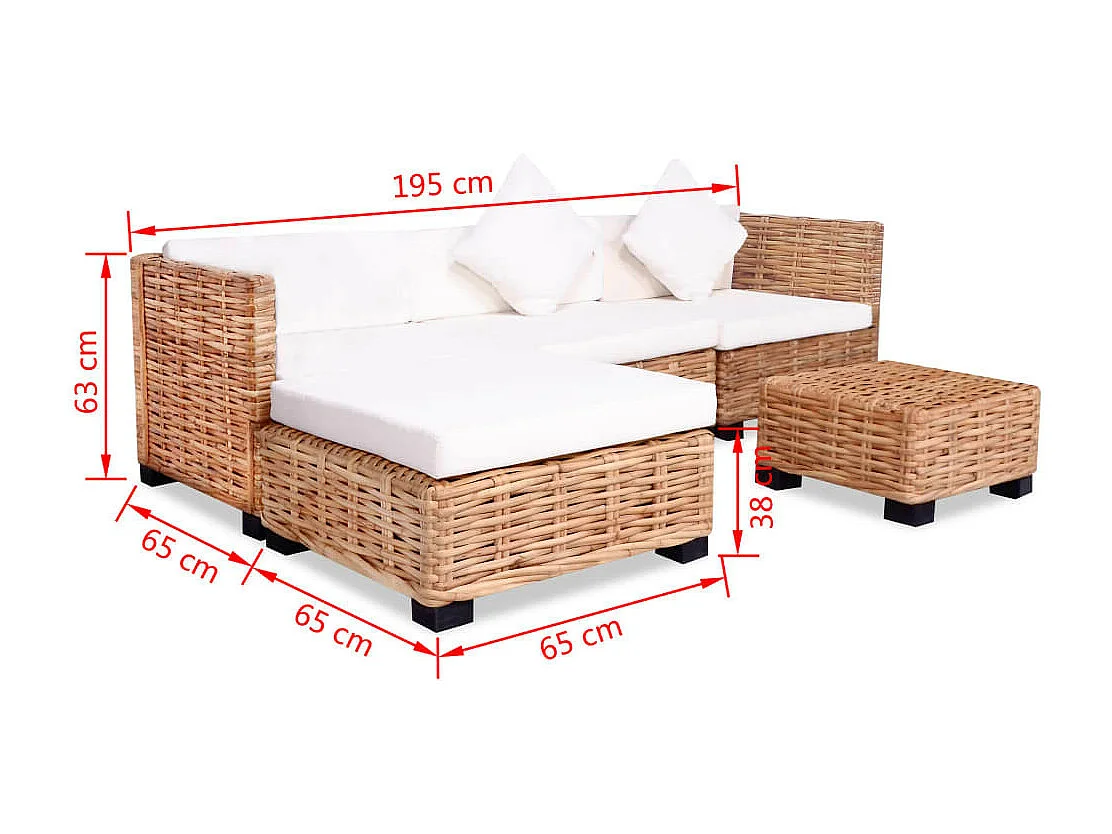 Jeu de canapés 14 pcs Rotin naturel