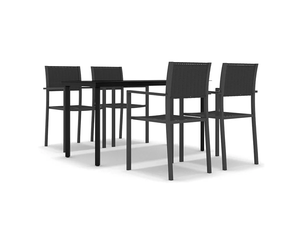 Ensemble de salle à manger de jardin 5 pcs Noir 47