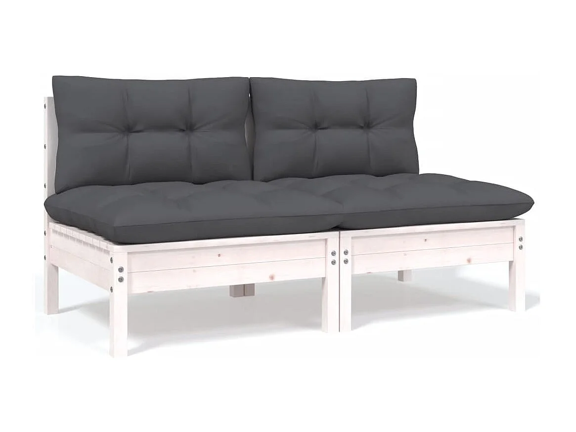 Salon de jardin 10 pcs avec coussins Blanc Bois de pin solide 8