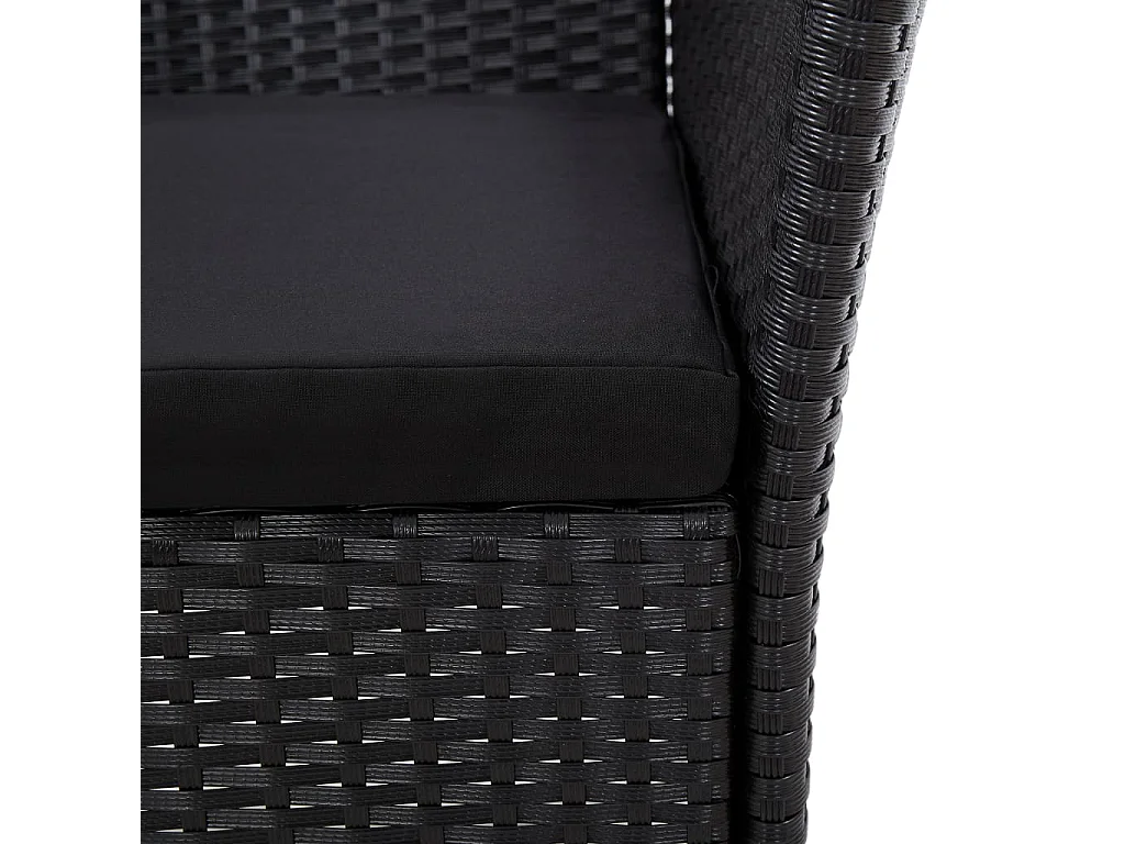 Mobilier à dîner de jardin 5pcs et coussins Résine tressée Noir 3