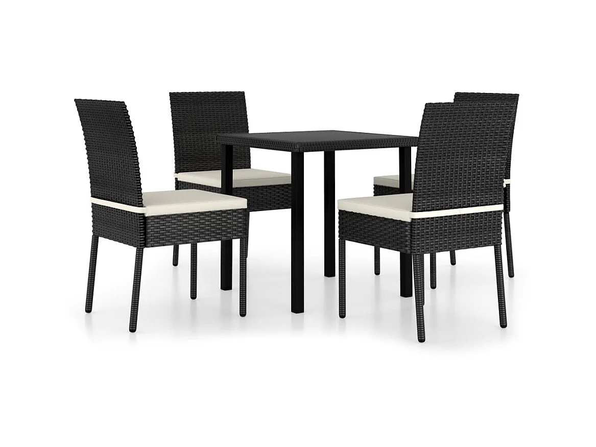 Ensemble de salle à manger de jardin 5 pcs Résine tressée Noir 2