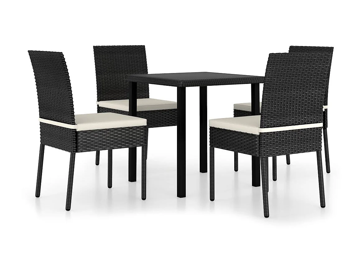 Ensemble de salle à manger de jardin 5 pcs Résine tressée Noir 2