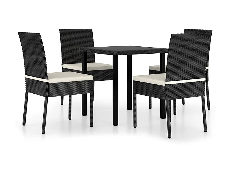 Ensemble de salle à manger de jardin 5 pcs Résine tressée Noir 2