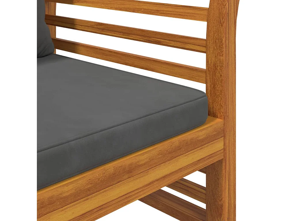 Salon de jardin 2 pcs avec coussins gris foncé Bois massif