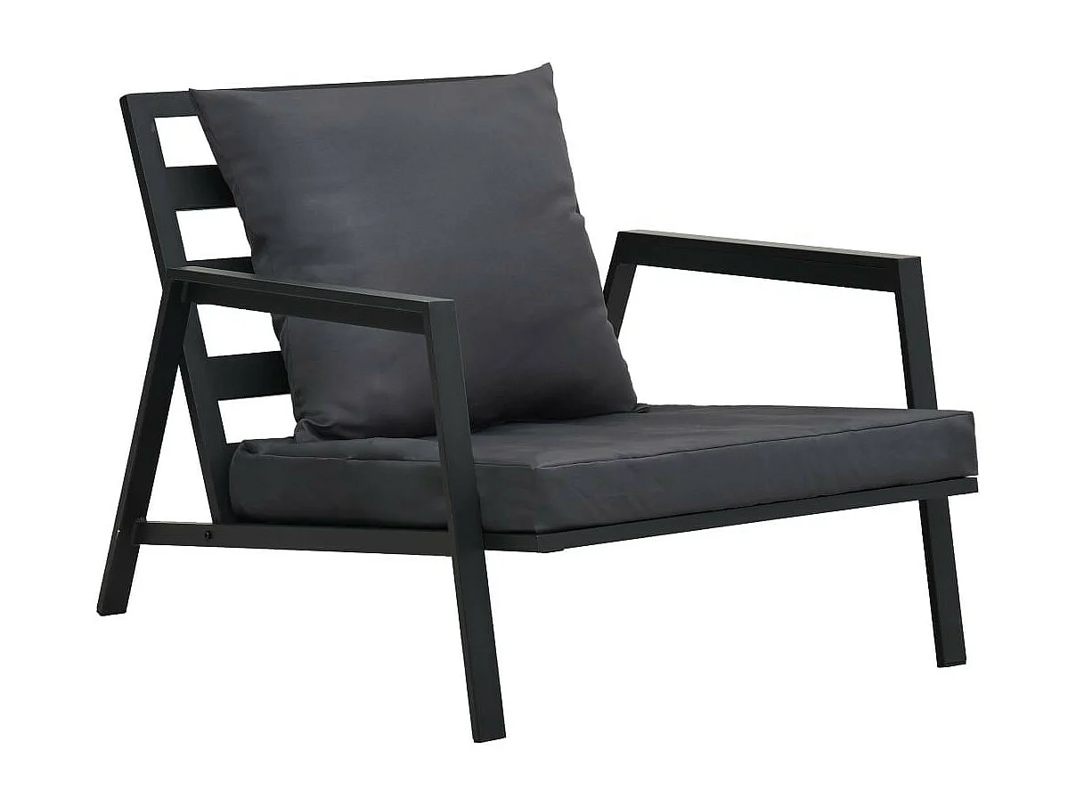 Salon de jardin 4 pcs avec coussins Aluminium Gris foncé