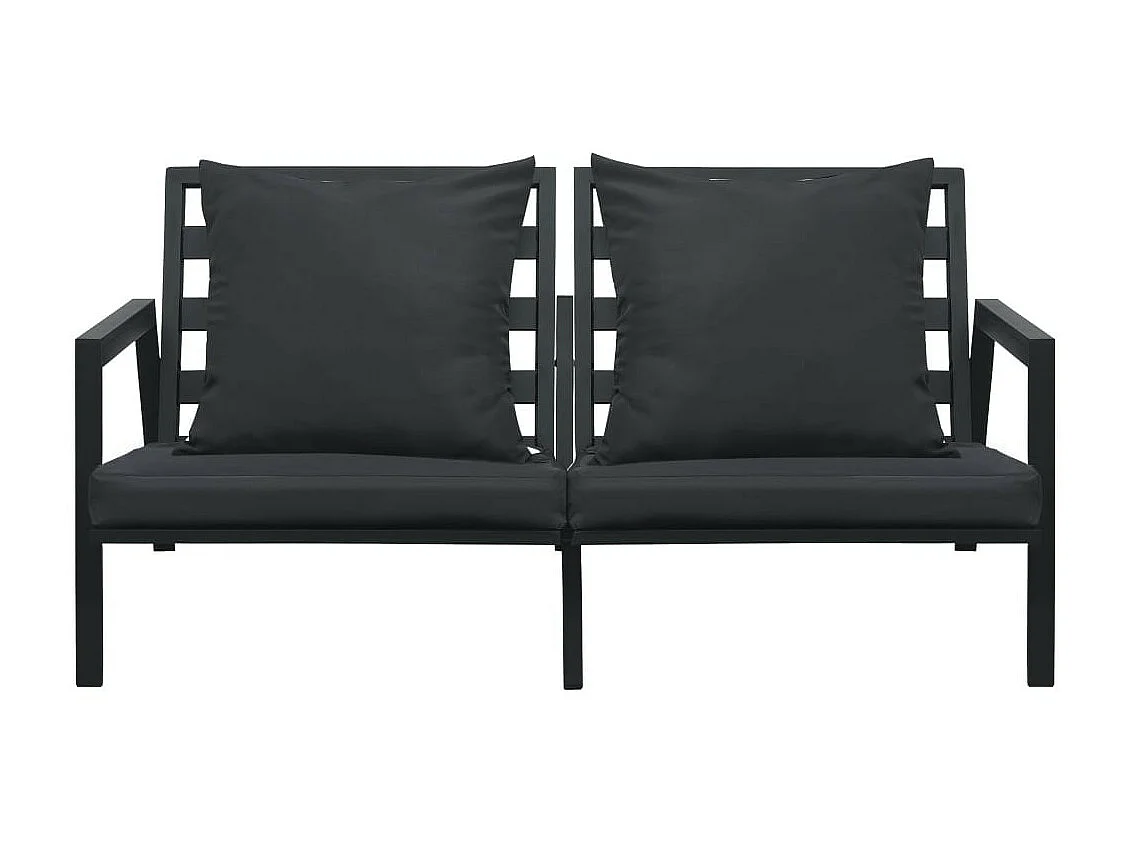 Salon de jardin 4 pcs avec coussins Aluminium Gris foncé