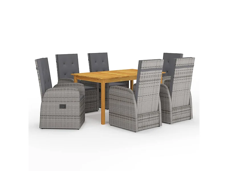 Ensemble de salle à manger de jardin 7 pcs Gris 16